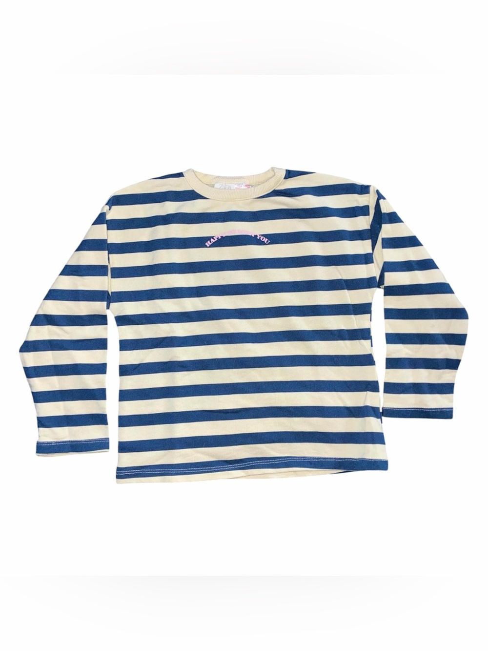 Zara Blue and Cream Striped Long-Sleeve- Size 4/5